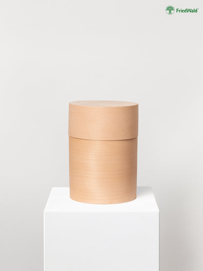 abbaubare Urne aus Buchenspan, Holzurne, individualisierbar, FriedWald Zertifizierung