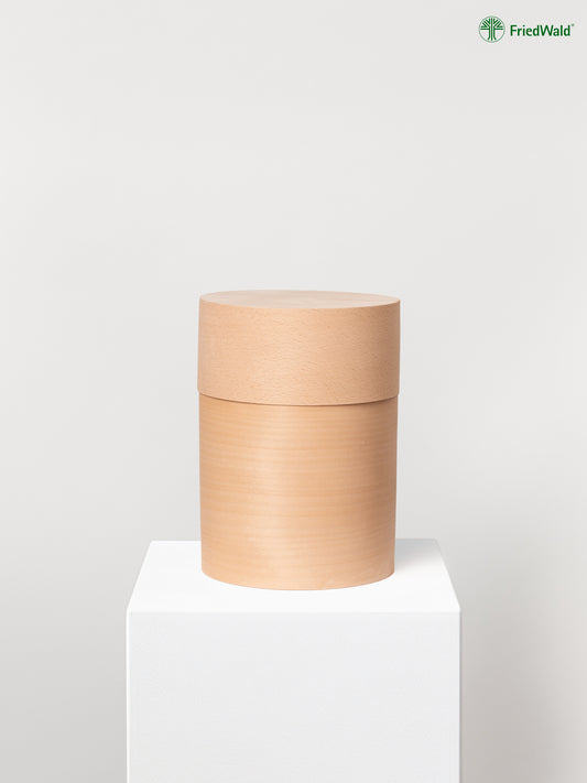 abbaubare Urne aus Buchenspan, Holzurne, individualisierbar, FriedWald Zertifizierung